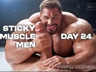 Sticky Muscle Men Day 24 Preview, AI-Generated Muscle Guys, Big Dicks, Big Cum Loads