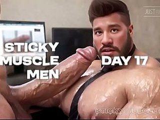 Sticky Muscle Men Day 17 Preview, AI-Generated Muscle Guys, Big Dicks, Big Cum Loads
