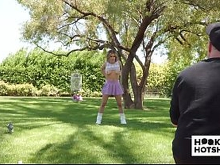 BTS - Petite Jesse Pony Gets Her Tits Out During A Photoshoot!